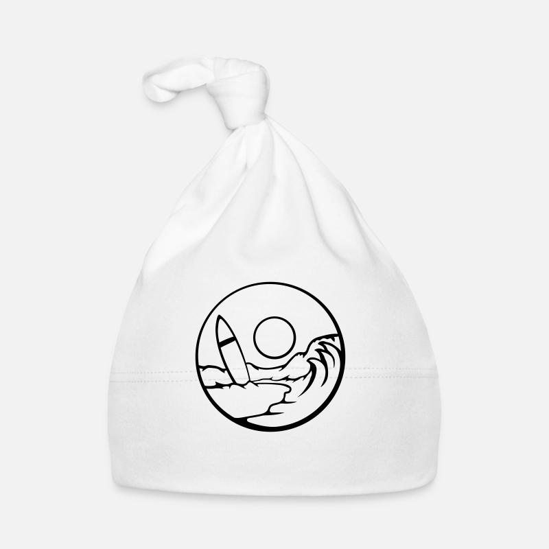 Beach Surfboard Wave - Organic Baby Cap - white