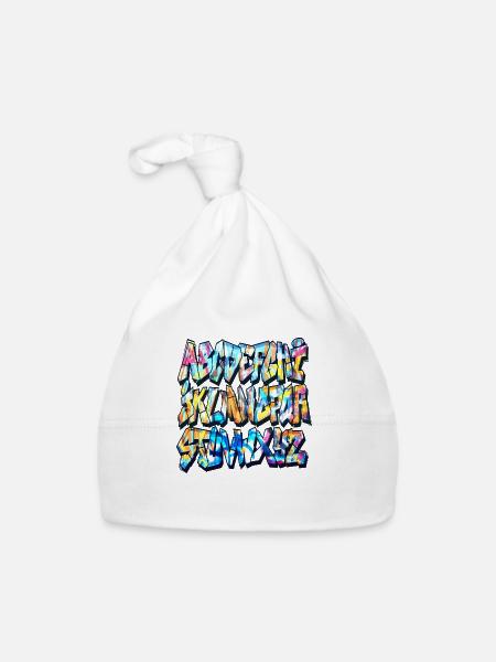 Graffiti alphabet - Organic Baby Cap - white - Front