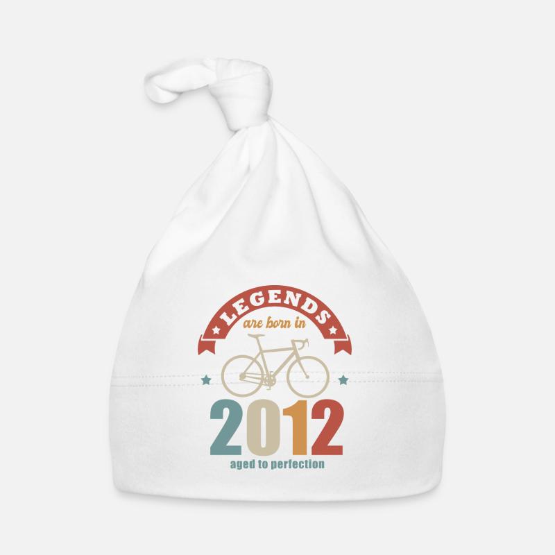 vélo cycliste anniversaire né en 2012 10 ans - Bonnet bio Bébé - blanc