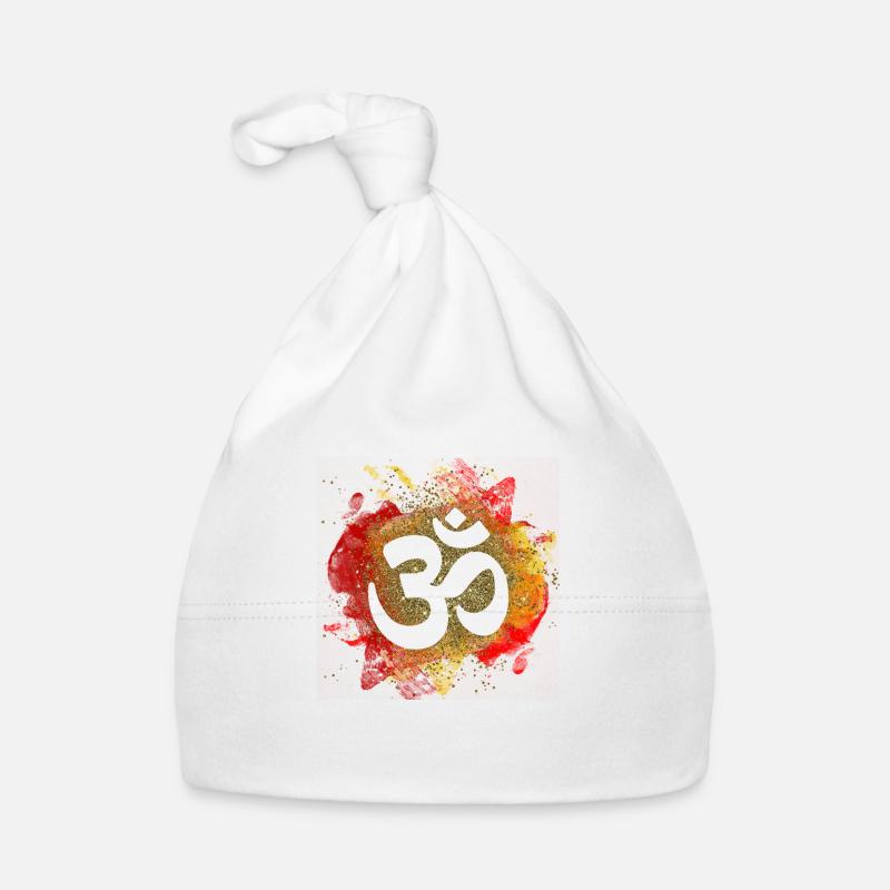 om sign gold fire elements love mantra Organic Baby Cap