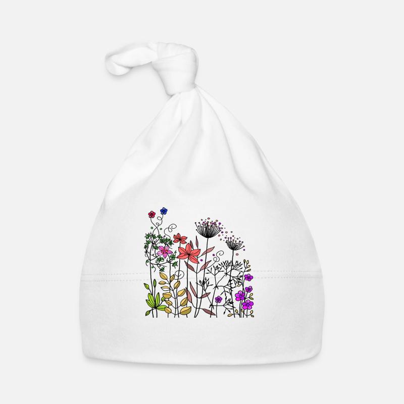 Blumen - Baby Bio-Mütze - Weiß