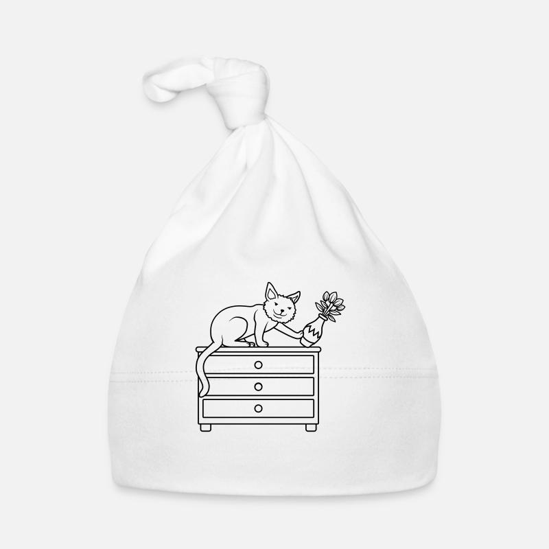 Vase à fleurs renversé sur un chat maléfique Bonnet bio Bébé