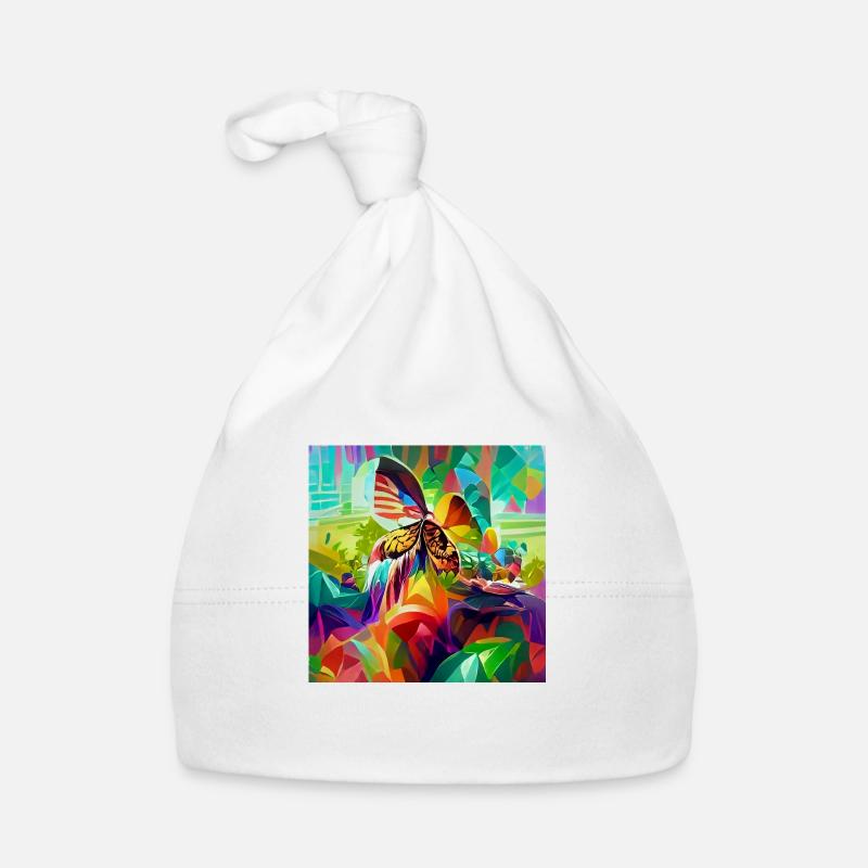 Bunter, lebendiger psychedelischer Schmetterlings-Retro-Stil Baby Bio-Mütze