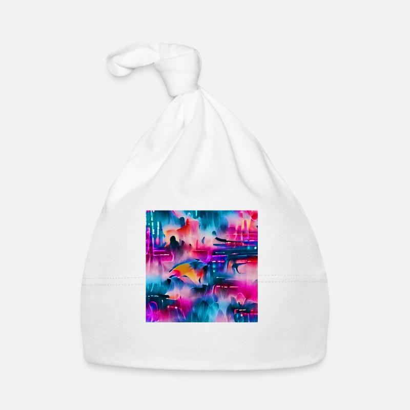 Abstract watercolor pattern in retro neon colors Organic Baby Cap