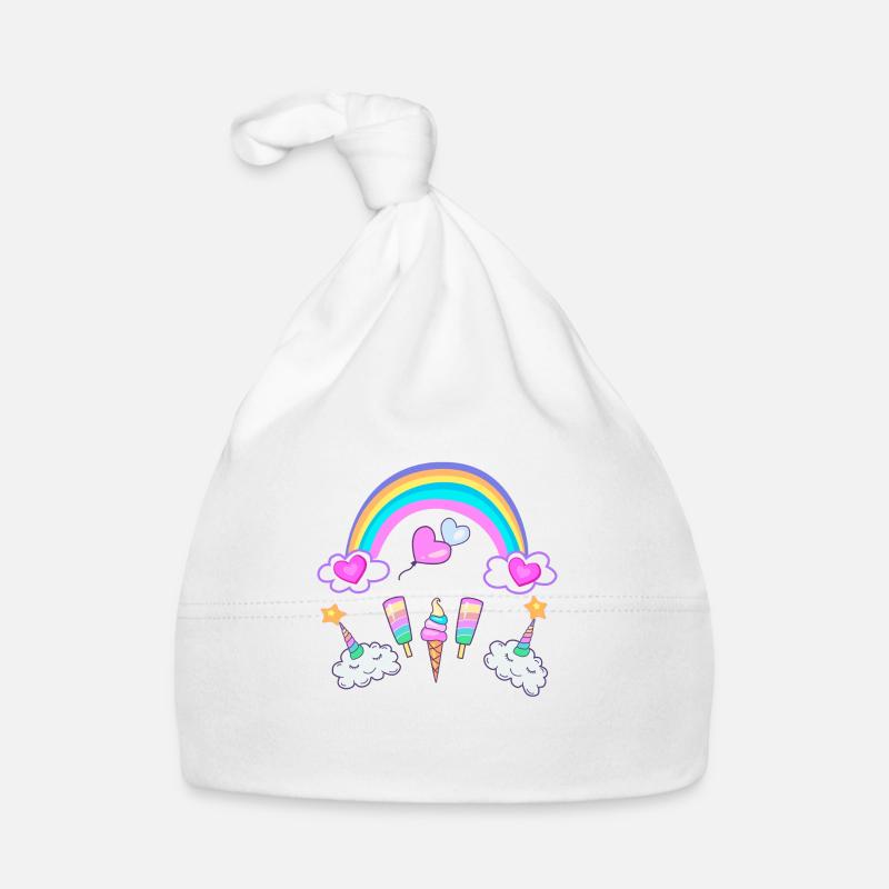 Eishorn Arc-en-ciel - Bonnet bio Bébé - blanc