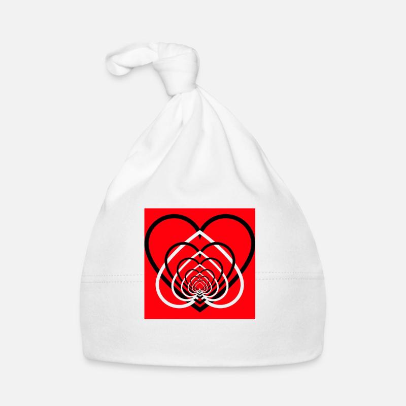 Cœurs Entremêlés Rouge - Bonnet bio Bébé - blanc