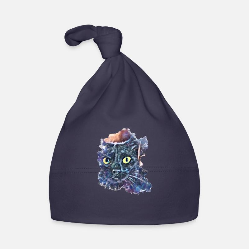 black cat, head, Minya 01 Organic Baby Cap