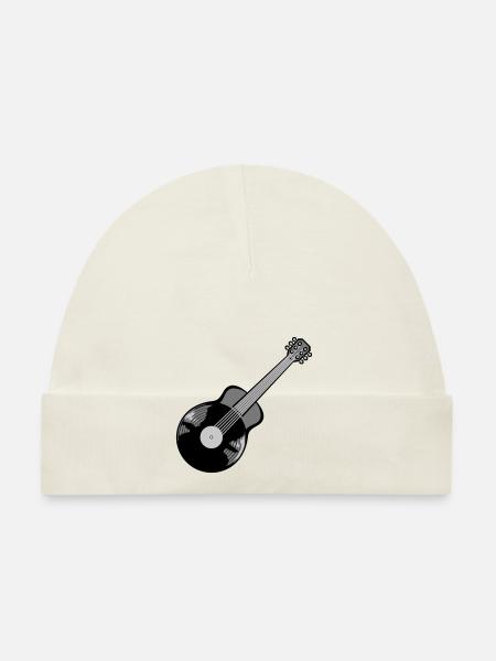 Vinyl Gitarrist Gitarre spielen - Baby Bio-Mütze - Weiß - Vorne