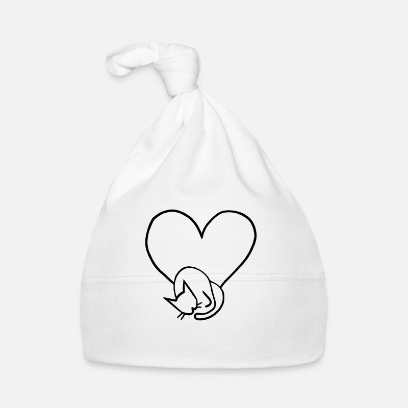 Katzen Liebe Herz Line Art Geschenkidee Baby Bio-Mütze