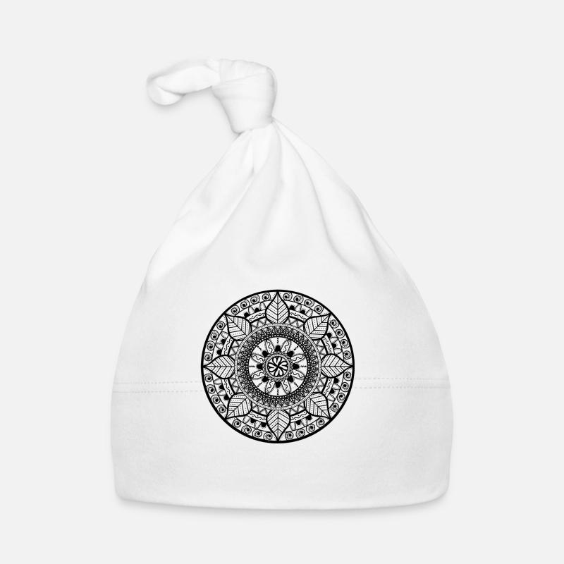 Plantes et feuilles de mandala joyeuses - Bonnet bio Bébé - blanc