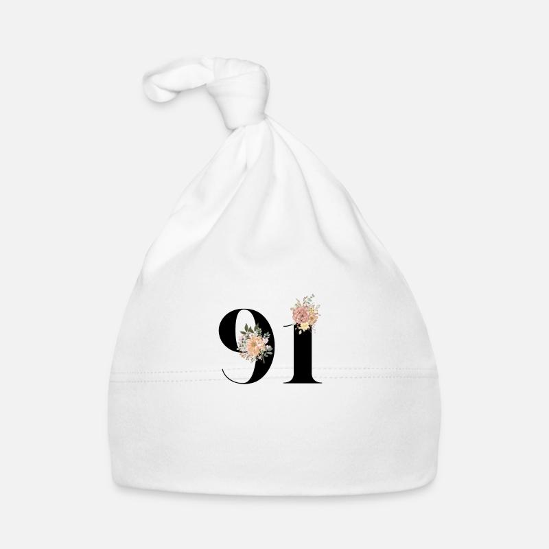 91e anniversaire fleuris (Cadeau de 91 ans) Bonnet bio Bébé