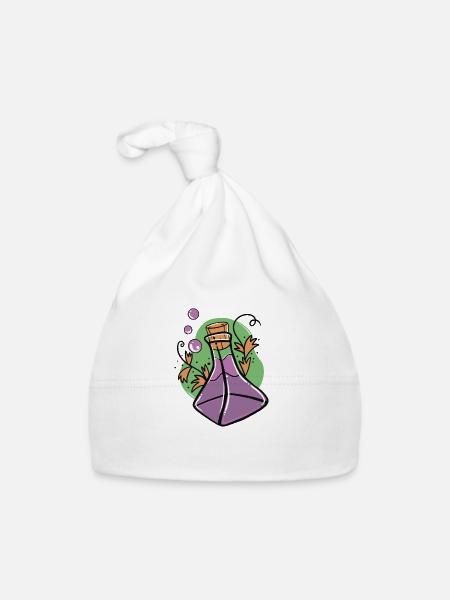 Ein Glas lila Gift mit Herbstlaub - Baby Bio-Mütze - Weiß - Vorne