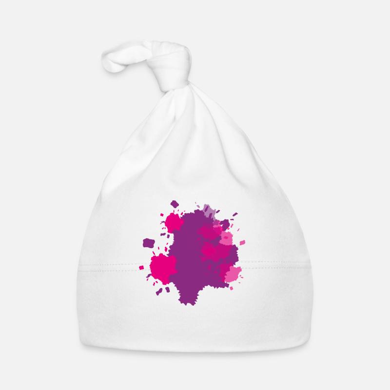 Farbklecks Rosa - Baby Bio-Mütze - Weiß