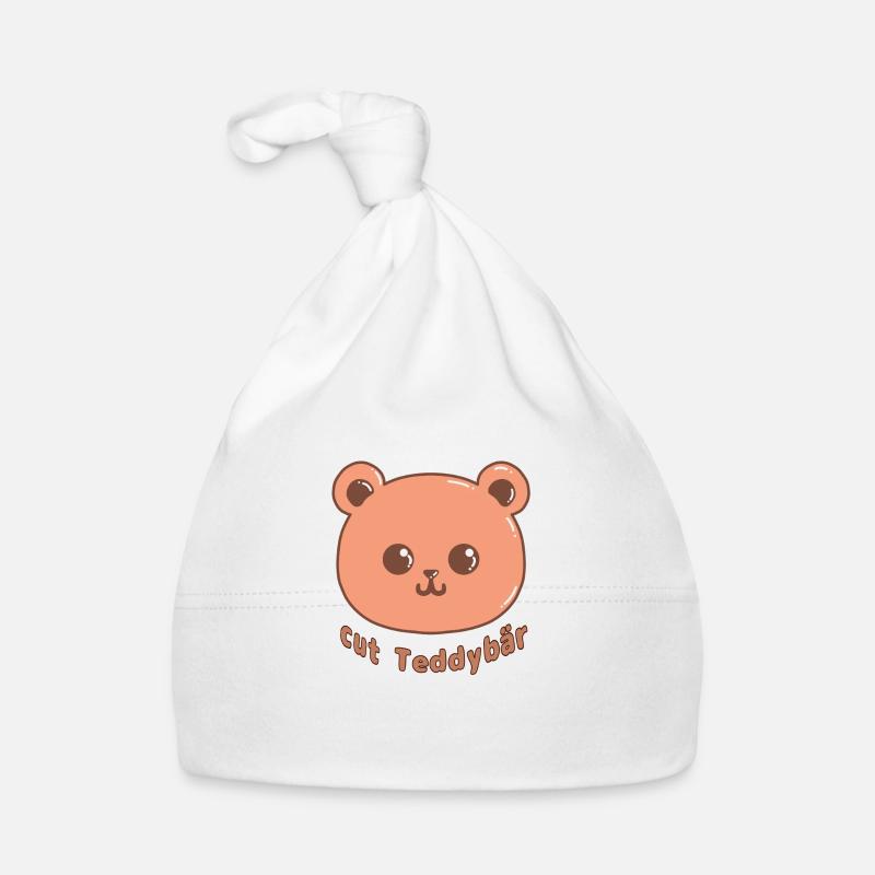 Ours en peluche mignon 🐻🧸 - Bonnet bio Bébé - blanc