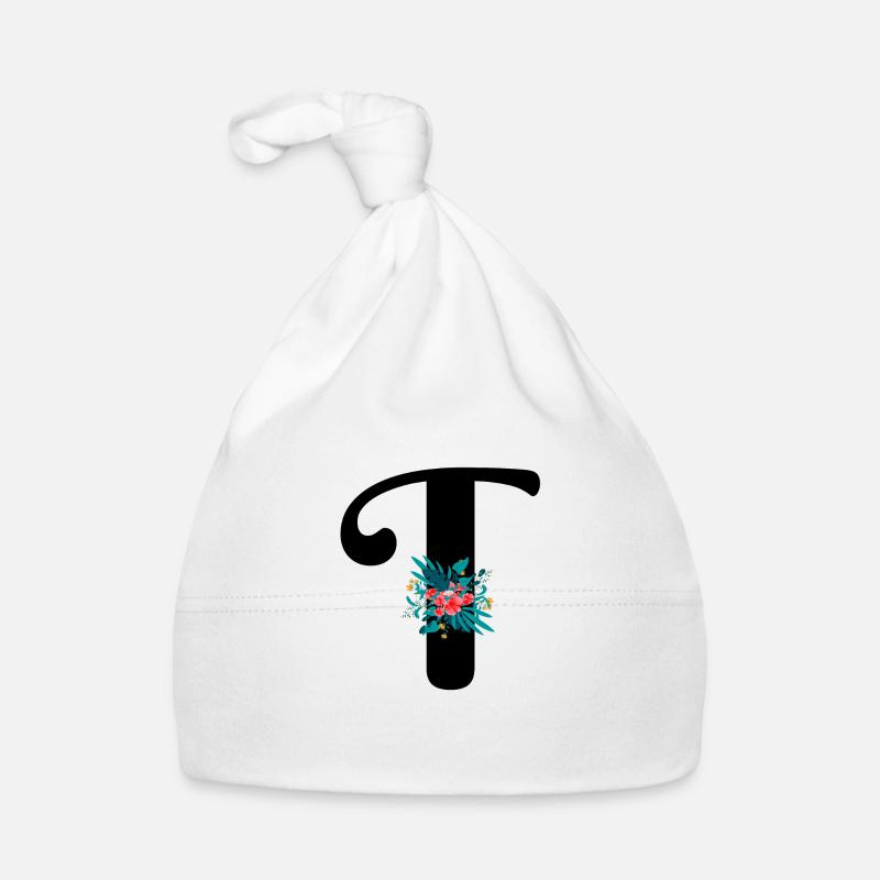 lettre T fleuris Bonnet bio Bébé
