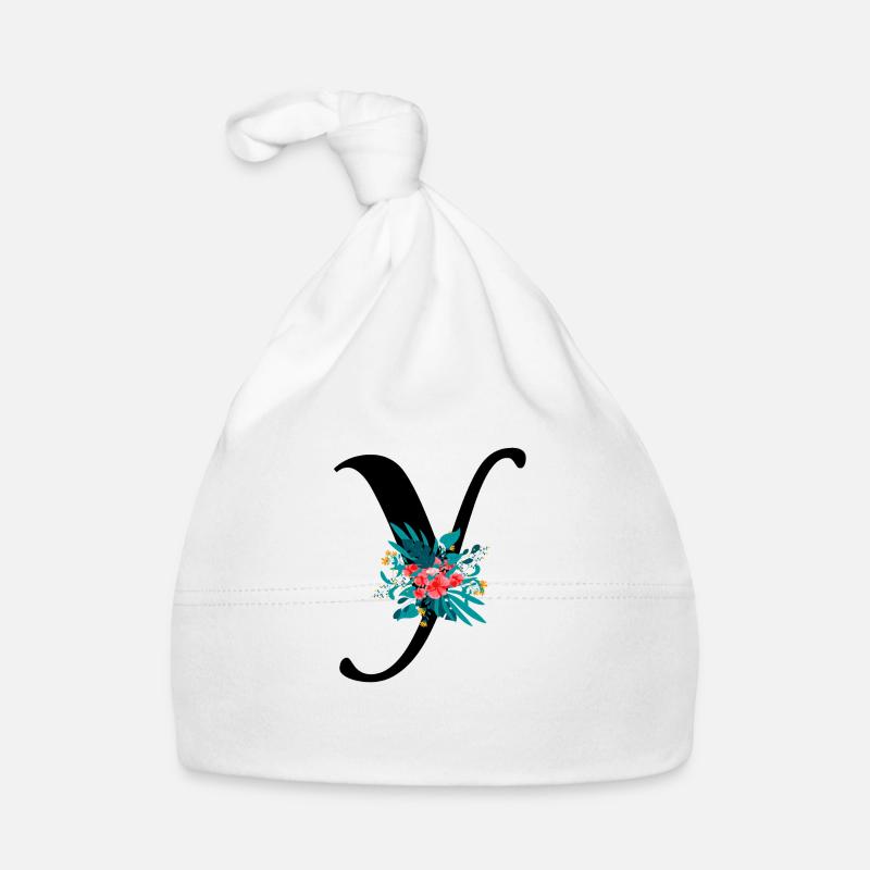 letter Y flowered Organic Baby Cap