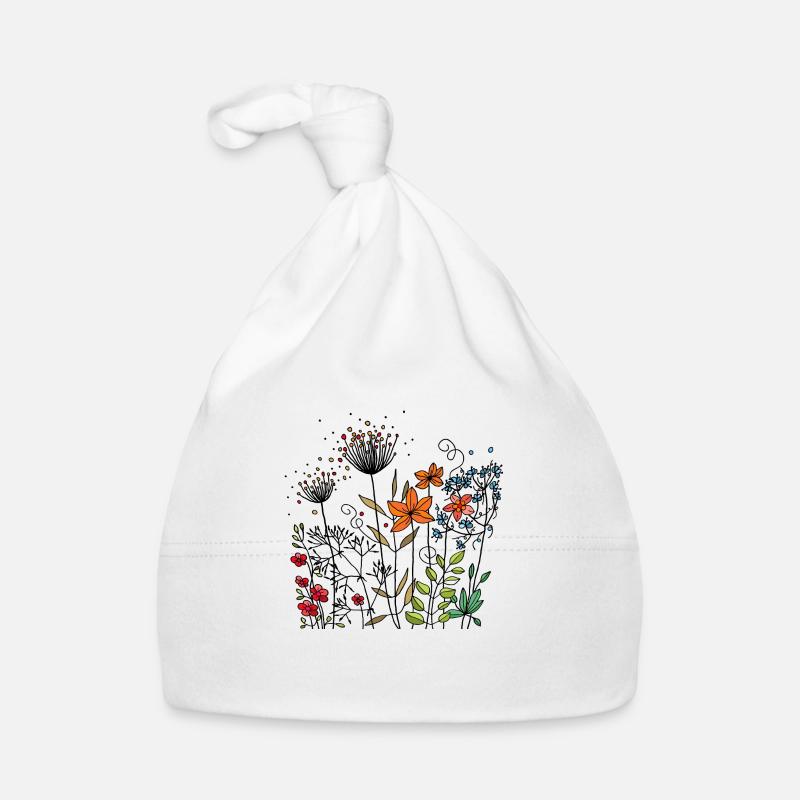 Blumen - Baby Bio-Mütze - Weiß