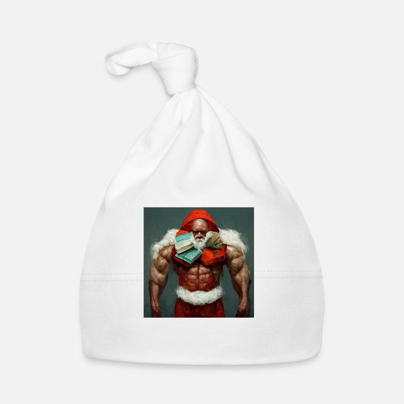 Bodybuilder Santa Organic Baby Cap
