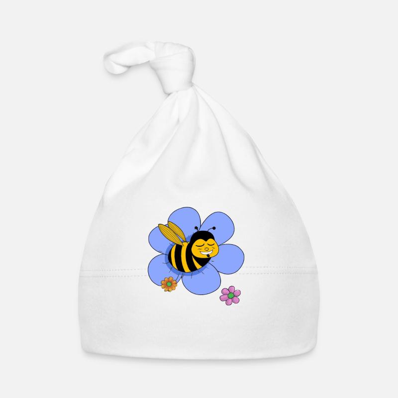 Grosse abeille drôle - Bonnet bio Bébé - blanc
