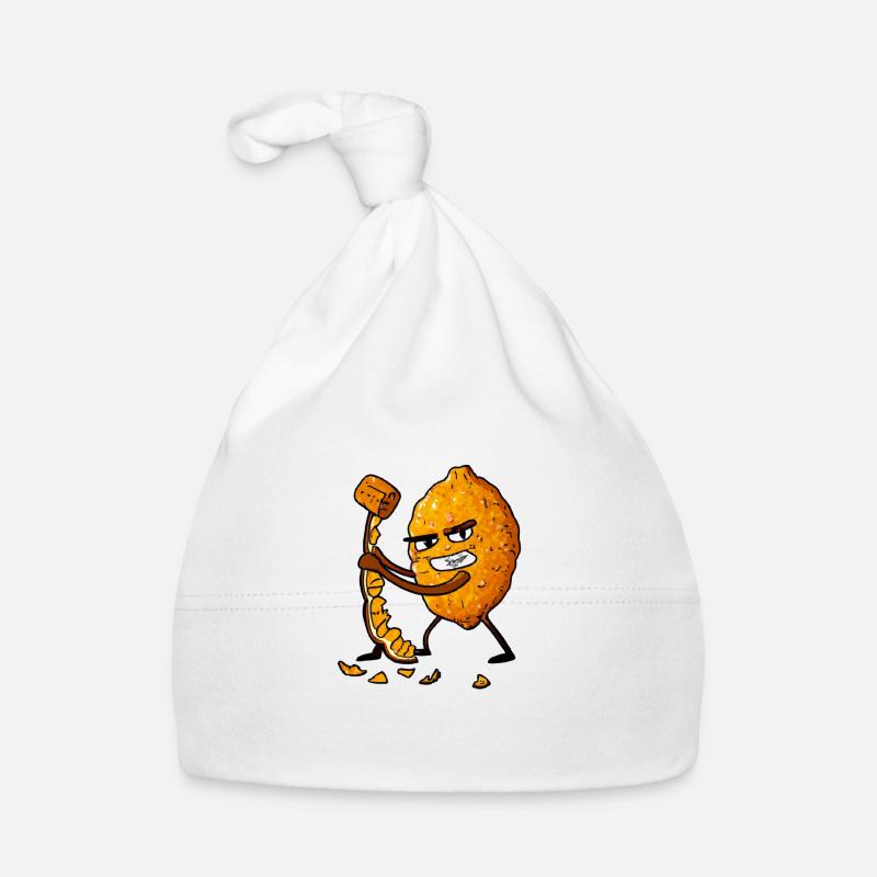 Orange vs Citron, Citron, Fruits, Drôle - Bonnet bio Bébé - blanc