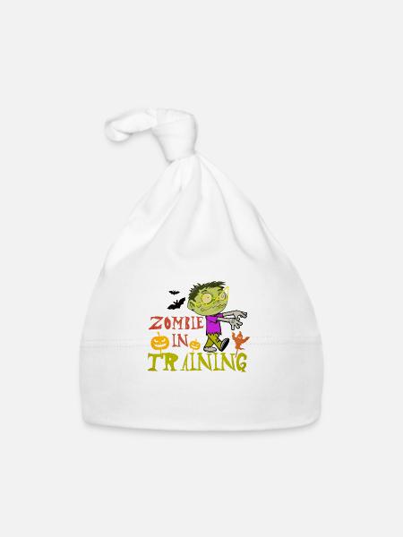 Zombie in Training Halloween - Organic Baby Cap - white - Front