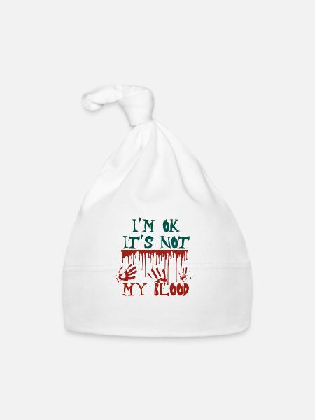 Je suis ok Ce n’est pas mon sang - Bonnet bio Bébé - blanc - Devant
