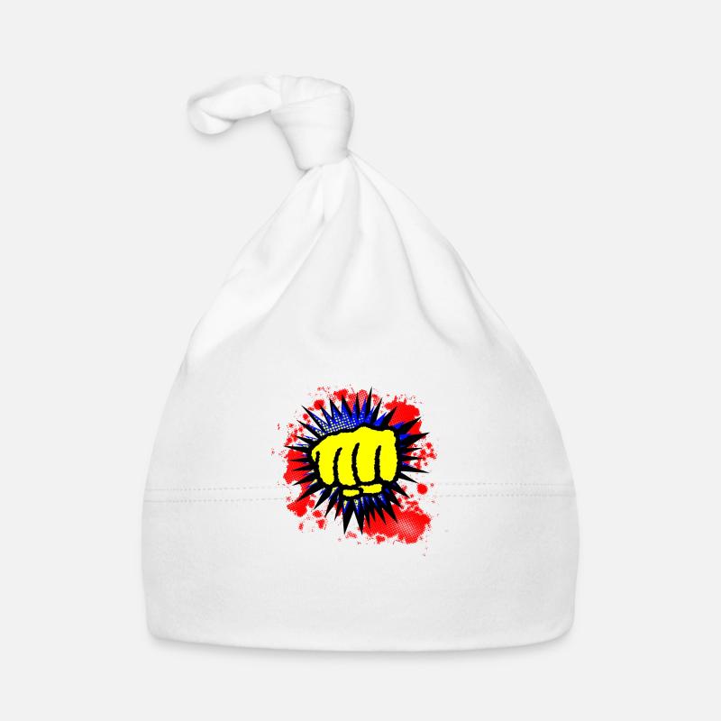 Comic Yellow Fist Boom - Bonnet bio Bébé - blanc