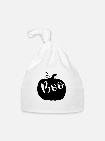 Pumpkin Boo Halloween - Organic Baby Cap - white - Front