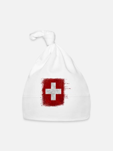 Flagge der Schweiz - Baby Bio-Mütze - Weiß - Vorne