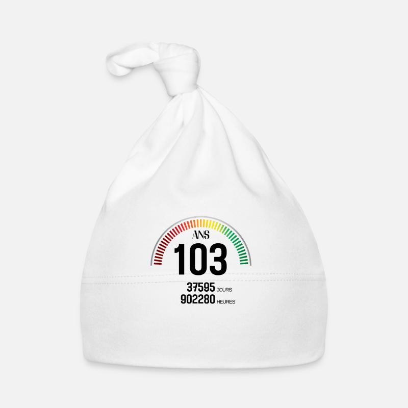 Anniversaire 103 ans Compteur - Bonnet bio Bébé - blanc