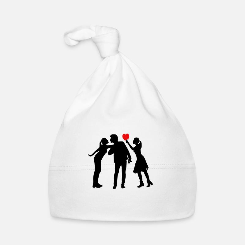 Polyamour : trois personnes amoureuses - Bonnet bio Bébé - blanc