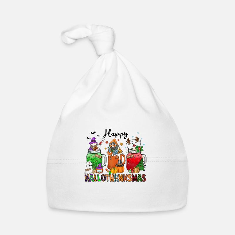 Happy Hallothanksmas Bonnet bio Bébé