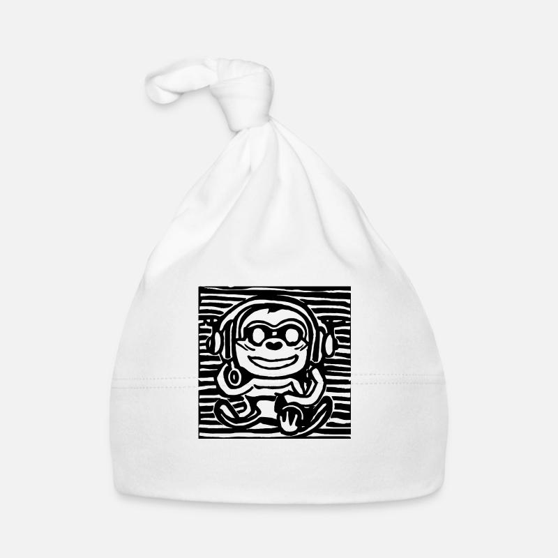 Affe hört Musik mit Kopfhörern Baby Bio-Mütze