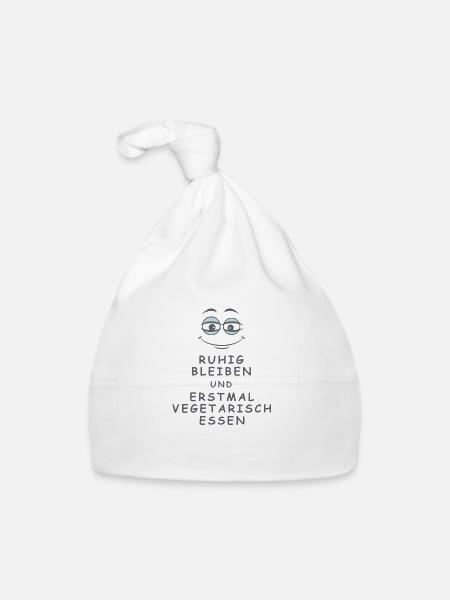 Vegetarisch essen - Baby Bio-Mütze - Weiß - Vorne