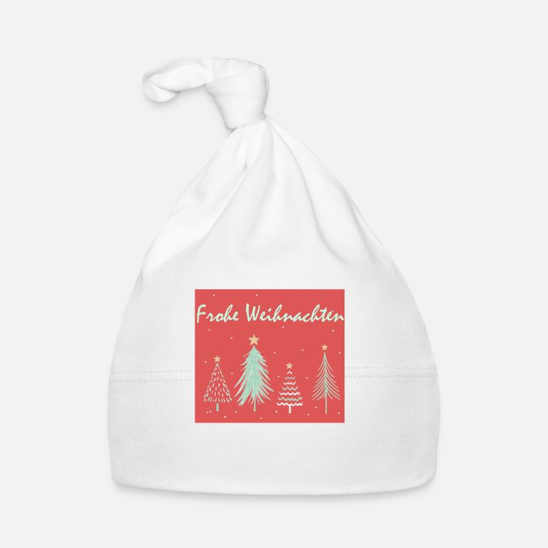 Frohe Weihnachten - Baby Bio-Mütze - Weiß