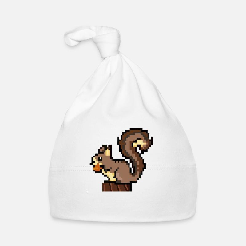 Eichhörnchen Pixel Art Geschenkidee Baby Bio-Mütze