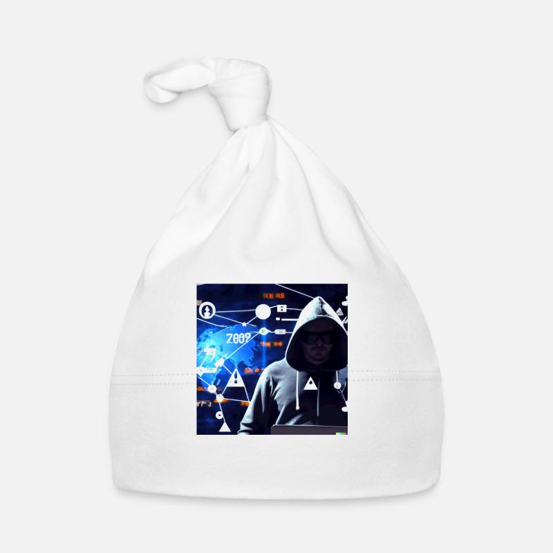 Cyber Attack - Organic Baby Cap - white