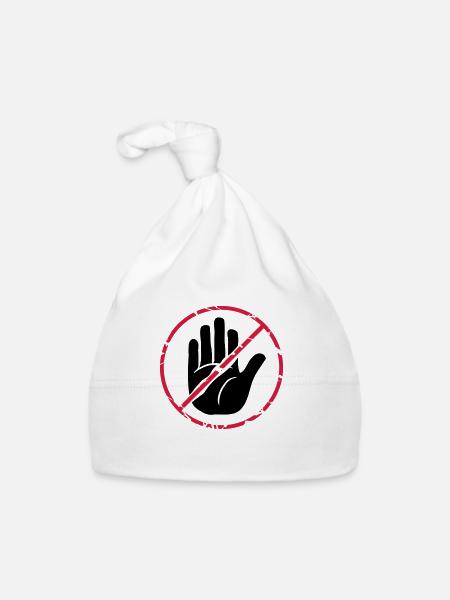 Stop character hand crossed out - Organic Baby Cap - white - Front