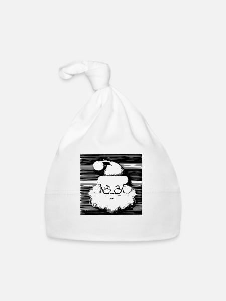 Chapeau de Noël Père Noël Noël 6 - Bonnet bio Bébé - blanc - Devant