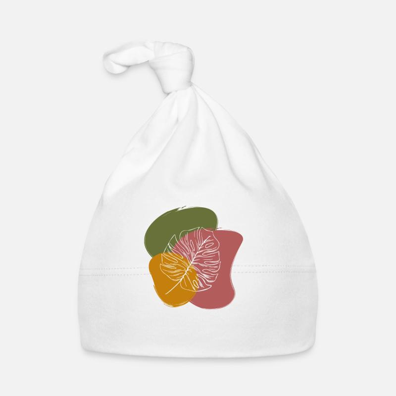 LEAF DRAWING WITH GREEN, YELLOW AND BROWN ACCENT Organic Baby Cap