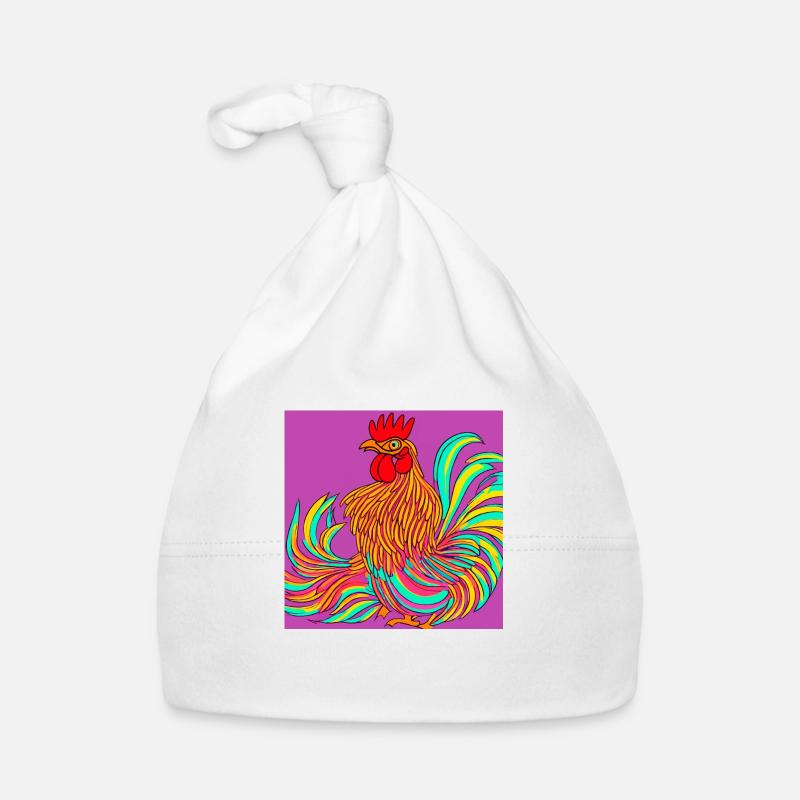Illustration d’un coq, dans un style abstrait Bonnet bio Bébé