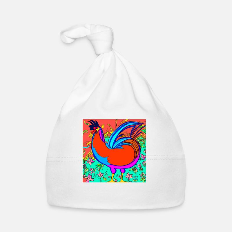Illustration eines Hahns, im abstrakten Stil Baby Bio-Mütze