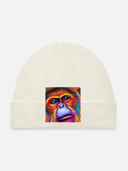 Illustration of a portrait of a chimpanzee - Organic Baby Cap - white - Front