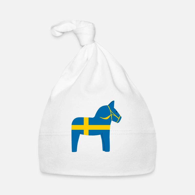 Cheval Dala Suède - Bonnet bio Bébé - blanc
