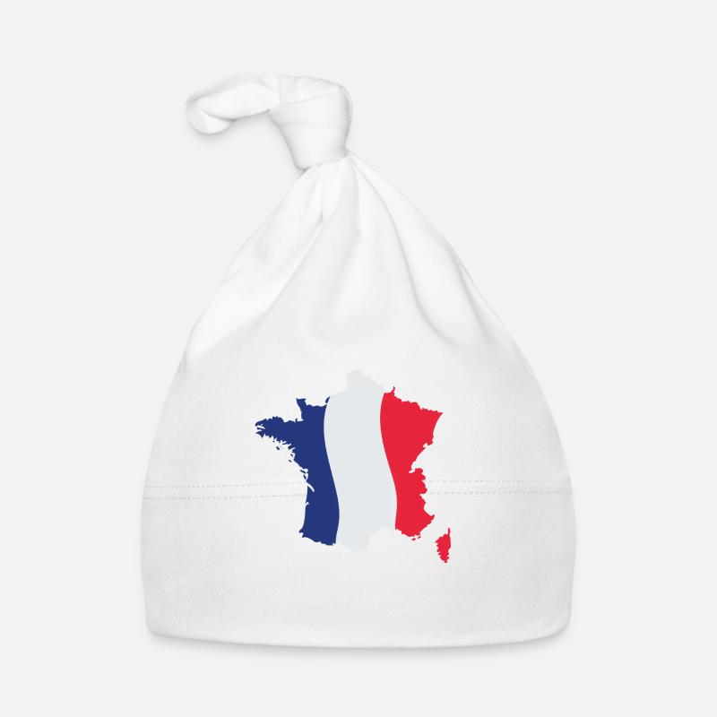 France Map - Organic Baby Cap - white