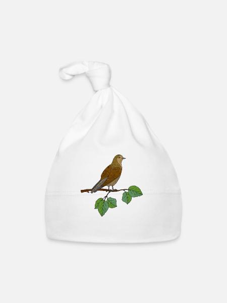 Oiseau - Bonnet bio Bébé - blanc - Devant