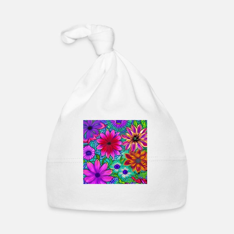 Neonblumen Kunst - Baby Bio-Mütze - Weiß