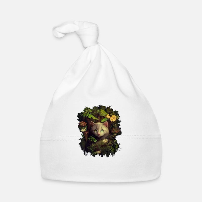 Kitty Peaking Out From The Forest - Malstil Baby Bio-Mütze