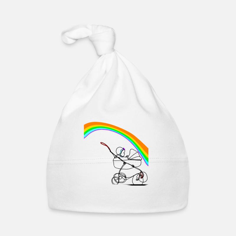 Stroller under the rainbow - Organic Baby Cap - white