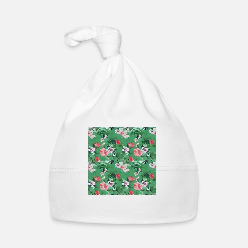 Green flower pattern Organic Baby Cap